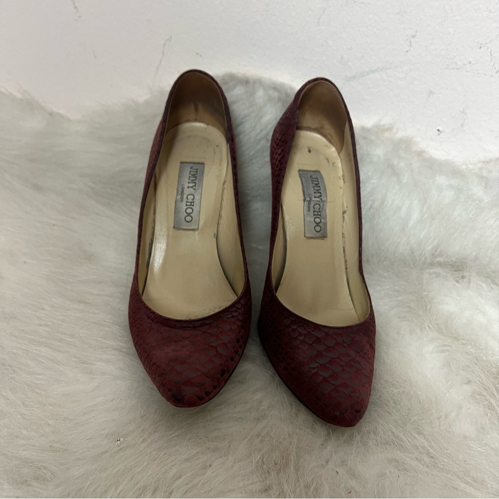 Jimmy Choo Gilbert Suede Pointed Round Toe Heels - Picture 2 of 7